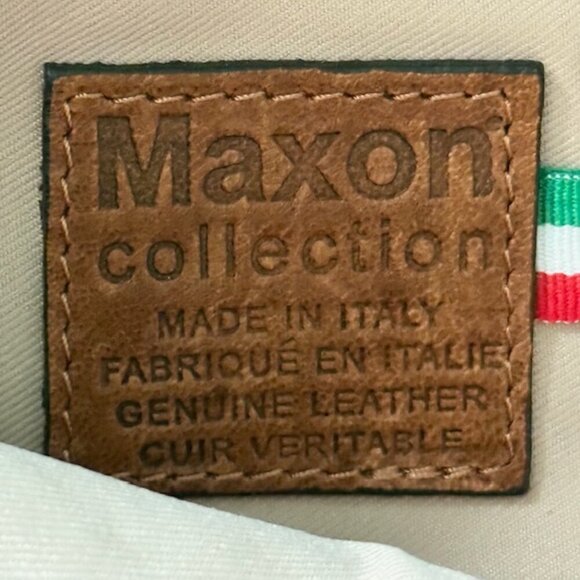 MAXON COLLECTION Brown Worn Textured Leather Crossbody Bag Chain Made in Italy - Picture 10 of 16